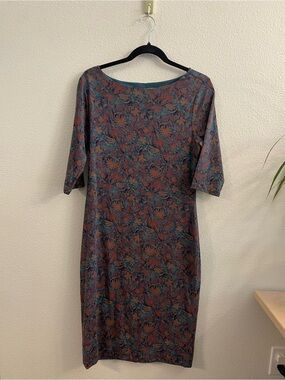 Peruvian Connection Floral Knit Sheath Dress Medium